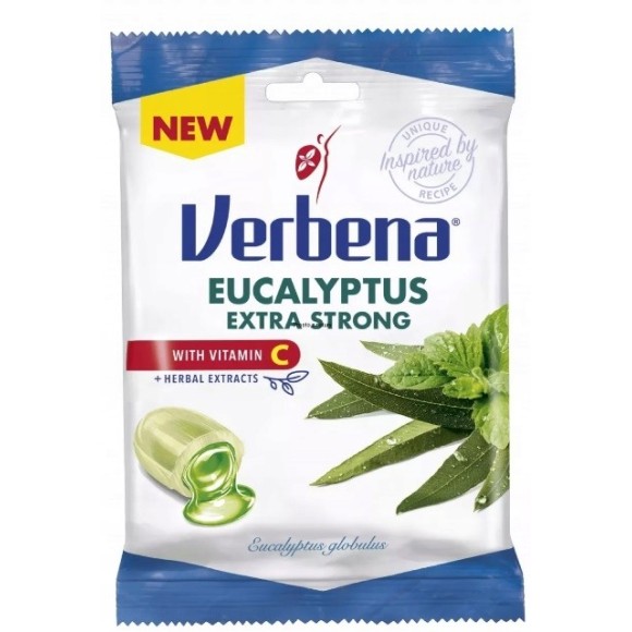 Verbena Cukierki ziołowe EUCALIPTUS EXTRA STRONG 60g z dodatkiem ziół WIT C